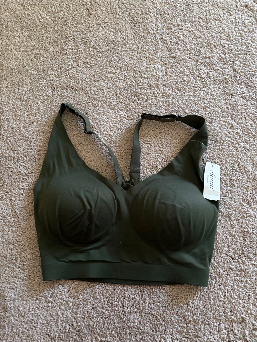 Soma Seamless jungle Green race back Wireless Bralette NWT $46 size L